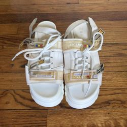 White chunky platform sandals