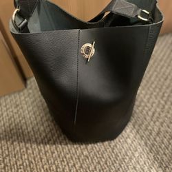 Black Faux Leather Donna Karan Tote 