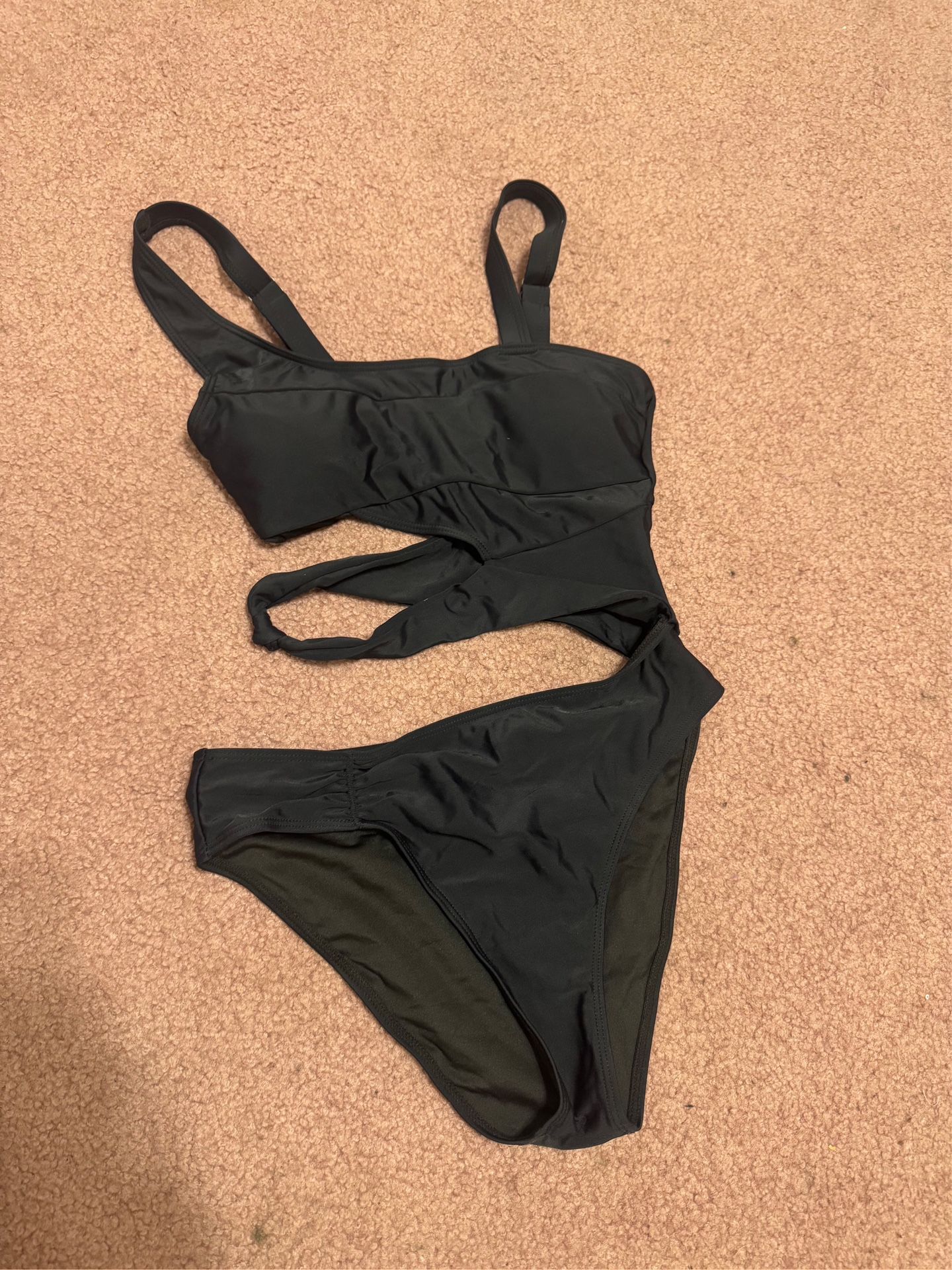 New small black cut out one piece Swimsuit bikini bathing suit festival rave