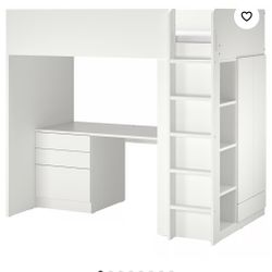 IKEA Loft Bed With Desk And Drawers And Side Cupboard