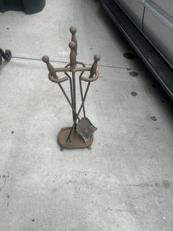 Fireplace Hammered Tool Set Antique