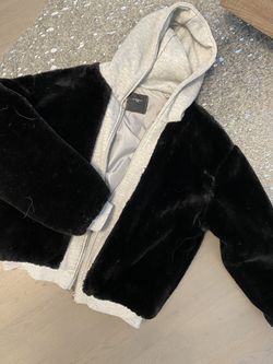 Black fur jacket hoody