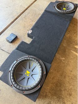 10” kicker subs with box, amp and bass knob