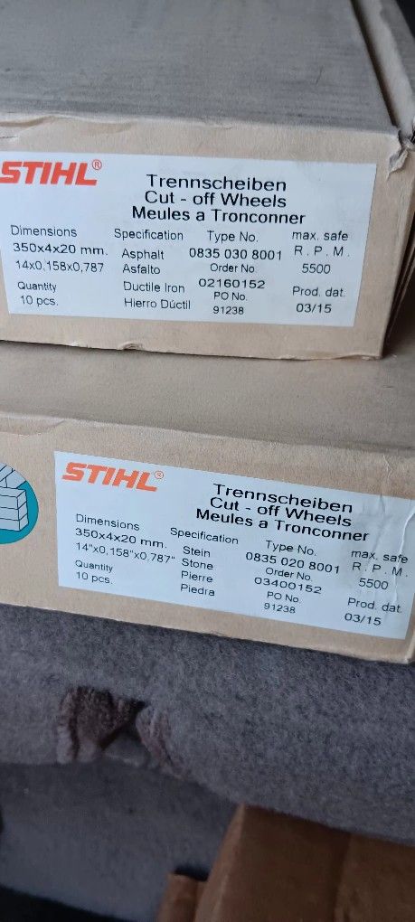 Stihl Concrete Wheels 120ea 2boxes Available