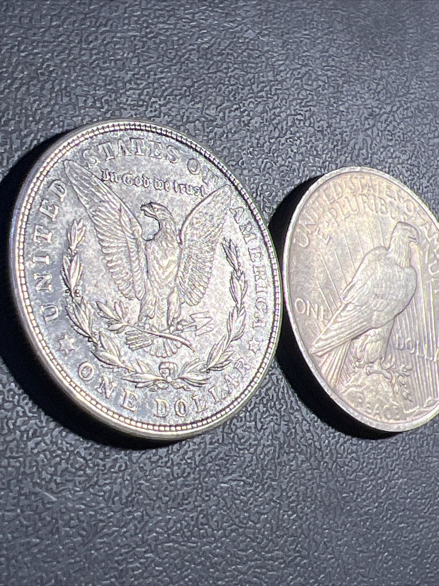 Vintage Silver 90% Morgan & Peace Dollar Coins (2) Coins 