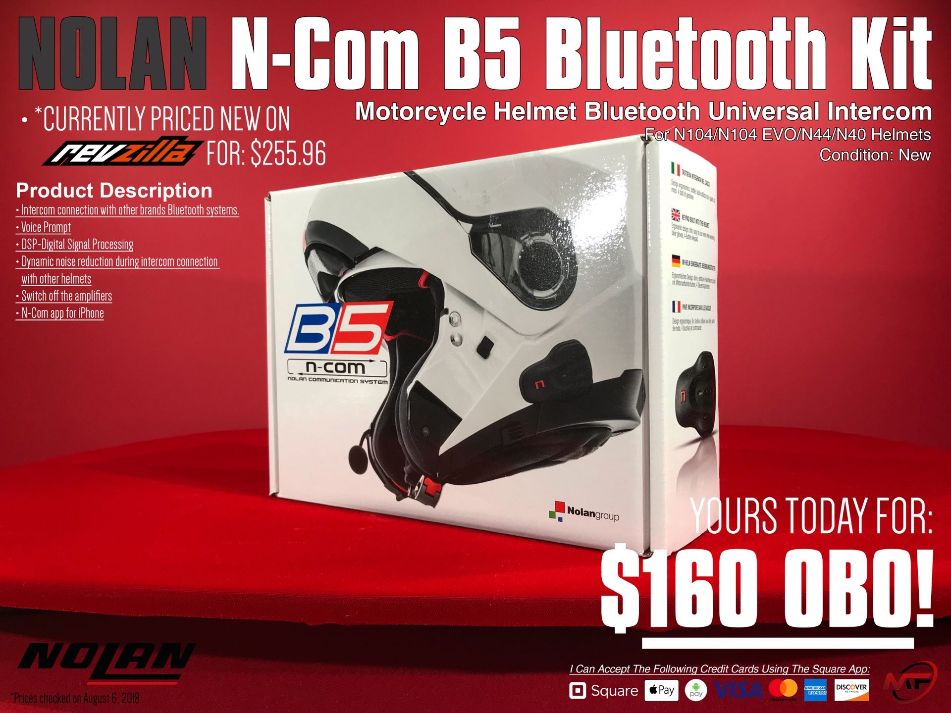 Nolan N-Com B5 Bluetooth Universal Intercom N104 / N104 EVO / N44 / N40 Helmets