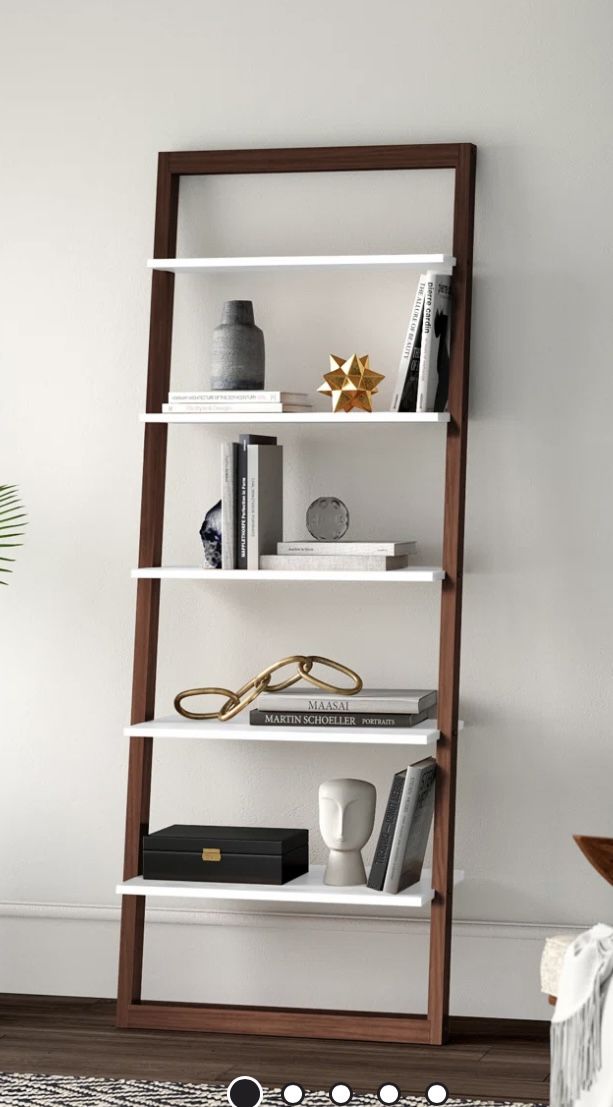 Ladder Book Case White W/ Espresso 