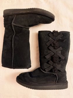Kids Black Suede Ugg Boots
