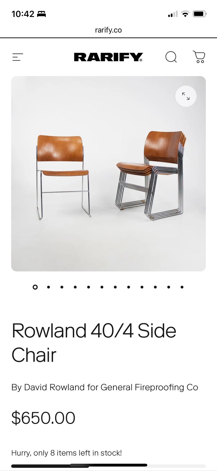 Rowland 40/4 Side Chair Mid Century Modern Iconic Stacking Chairs