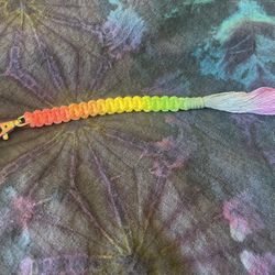 Tie Dyed Macrame Keychain Rainbow 
