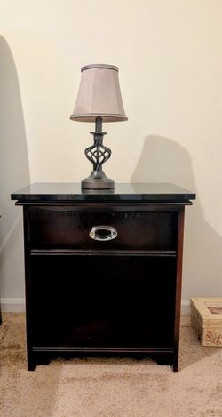 Dark Wood Nightstand with Drawer