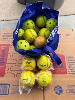 Mixed Lot of Softballs and Wiffle Balls