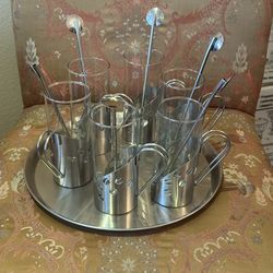 modern glass tea/coffee serving set with:
