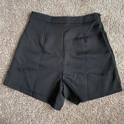 Black dress shorts, high waisted & zipper on side 