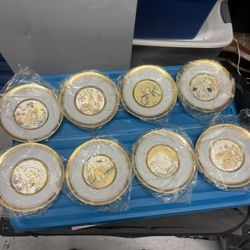 Vintage Lot Of 8 Japanese Chokin Plate Collection