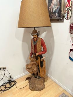 Apsit Bros Chalkware Cowboy Floor Lamp