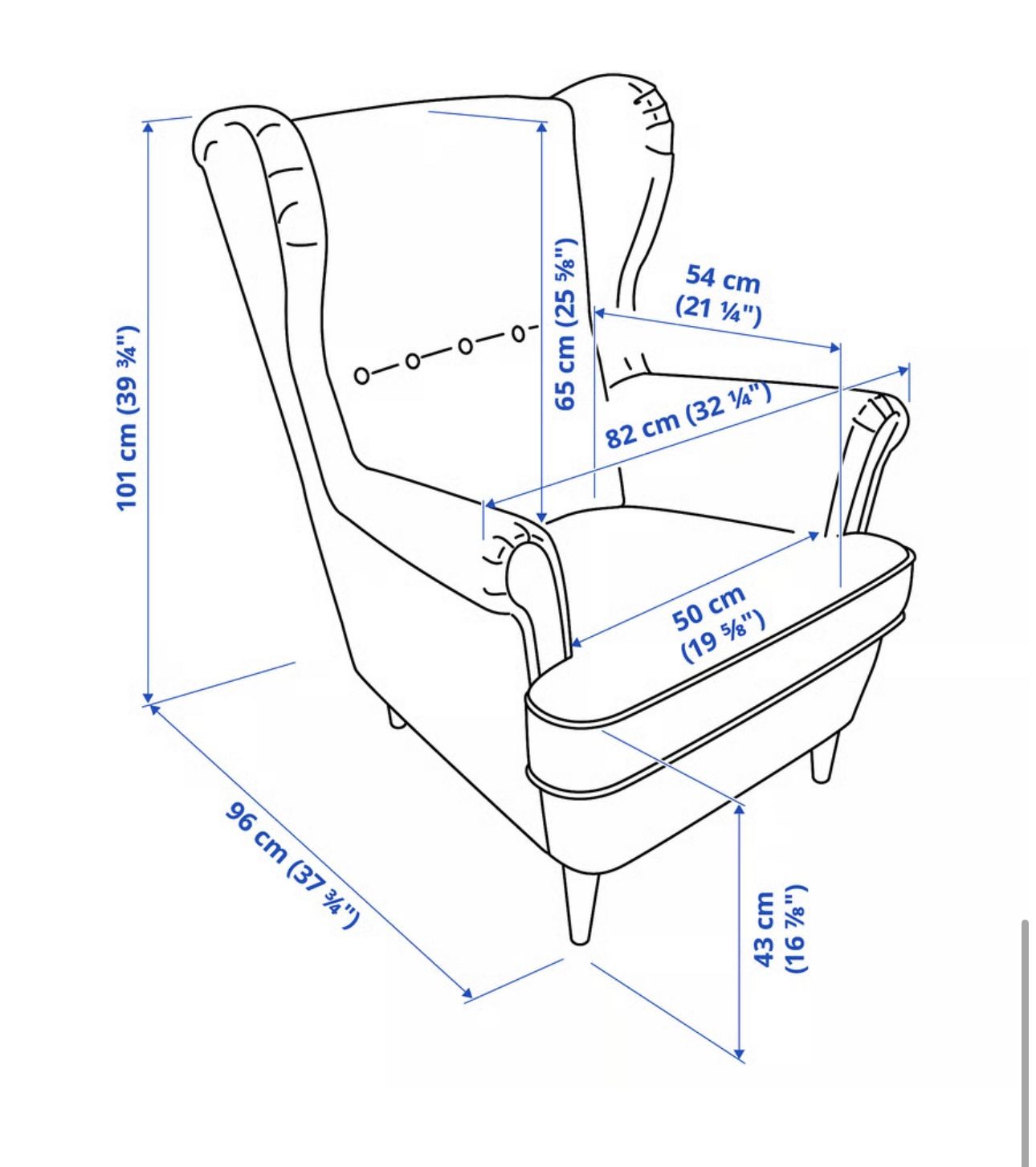 IKEA STRANDMON Armchair and ottoman, Vibberbo black/beige