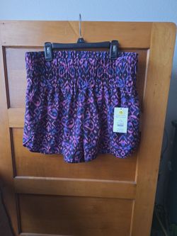 Women's Printed Smocked Waist Shorts Size L