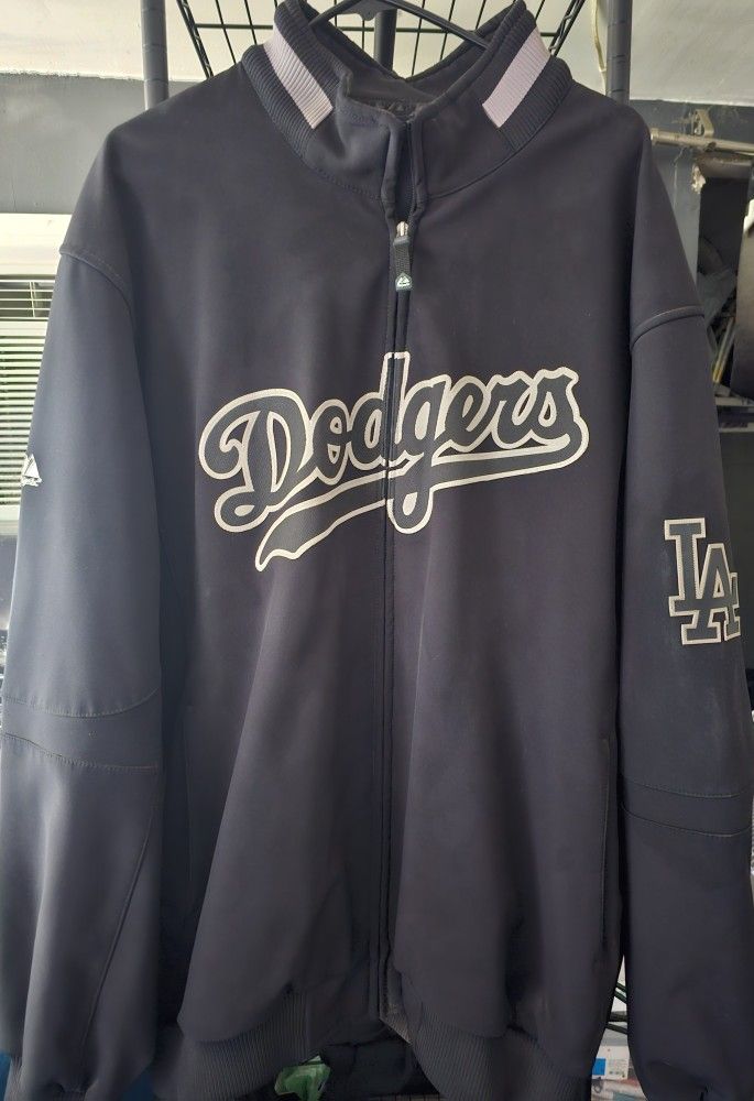 MEN'S LIKE NEW 100% AUTHENTIC VINTAGE MAJESTIC LOS ANGELES DODGERS RARE RAIDERS COLOR THERMAL BASE JACKET SIZE 3XL.""PERFECT FOR THE WORLD SERIES TO R