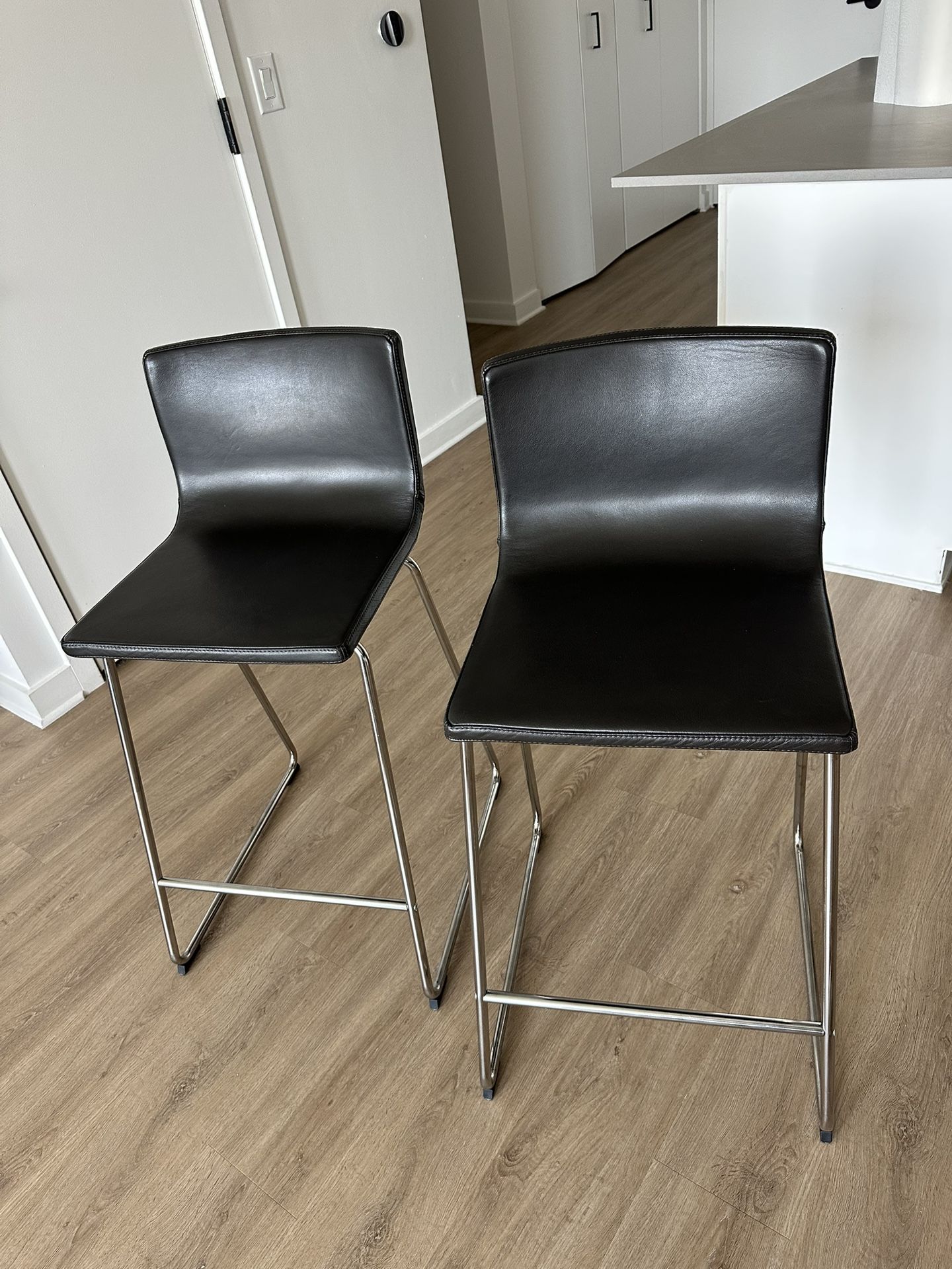 IKEA LILLÅNÄS Black Leather Bar Stools – $75 for both