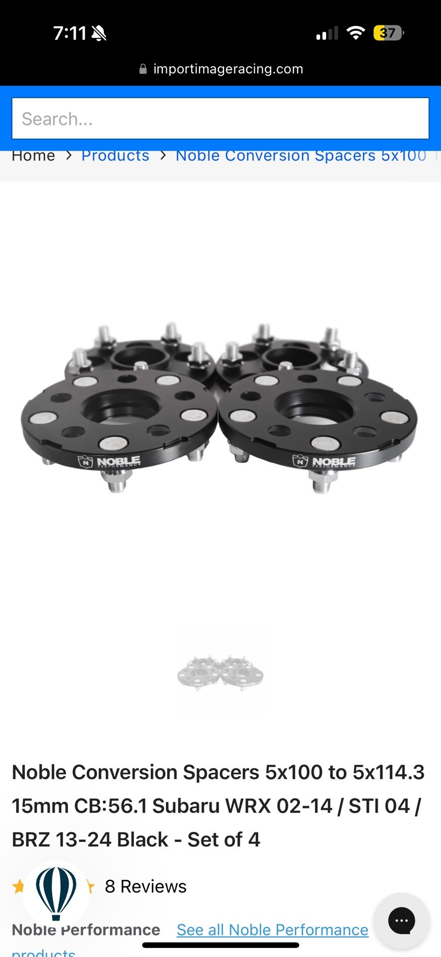 Noble spacers 5x100 to 5x114.3 15 mm and 20mm