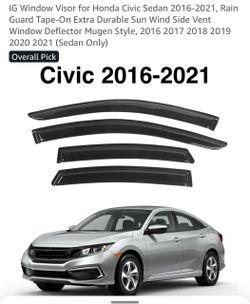 Ventvisor window guards for Honda civic 2016 to 2021 4dr