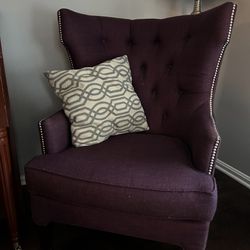 Purple Tufted Wingback Chair 