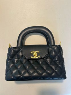 Chanel Black Quilted Mini Top Handle Bag Gold CC Chain Strap