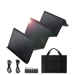 Keshoyal Portable Solar Panel – 60W Foldable Solar Panels with 5V USB and 18V...