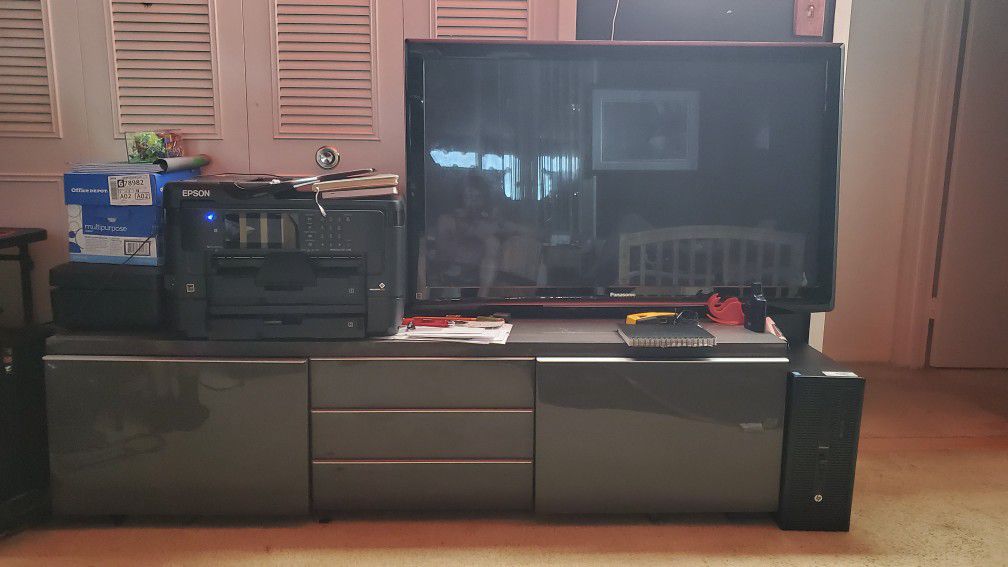 Large TV stand and 55Inch Panasonic TV