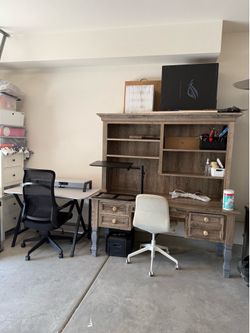 Desk, bed table, chair