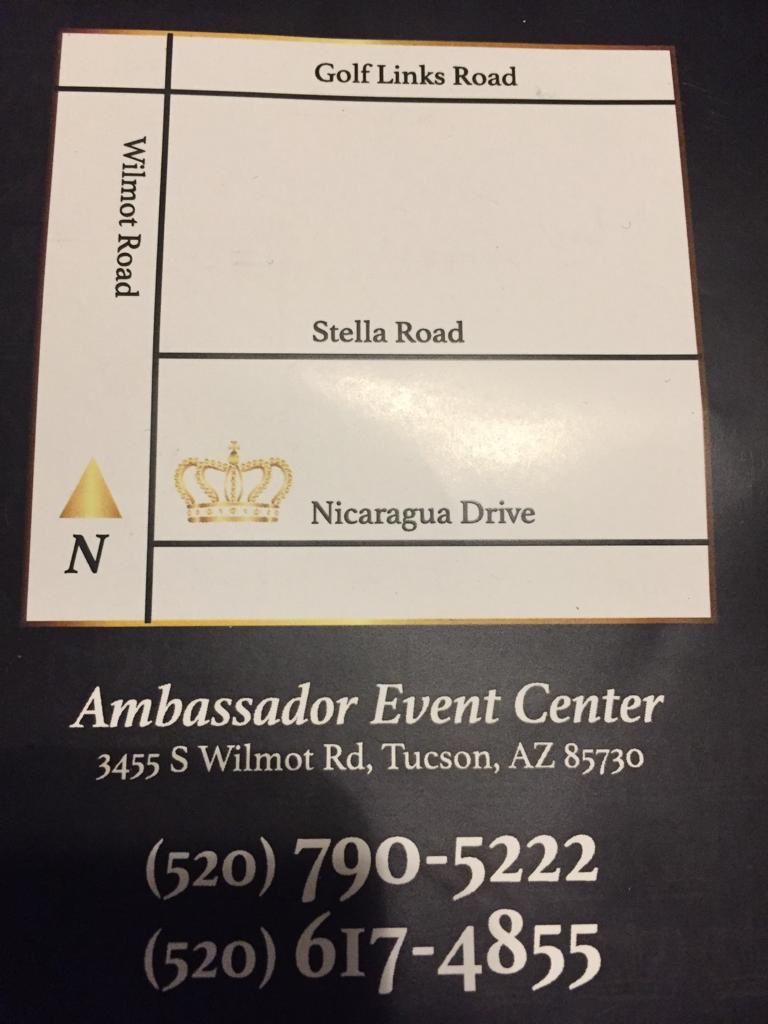 500.00 down for Ambassador Event Center.