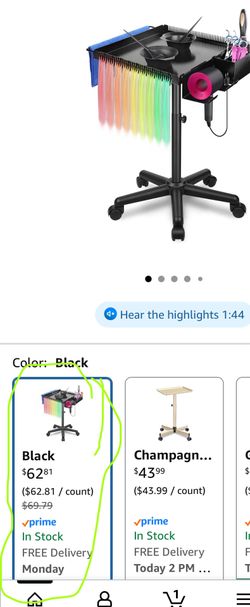 Rolling Salon Tray, Hairstylist Tray on Wheels with Holder and Hair Separator Stand for Salon Station, Salon Tray Cart, Salon Trolley Cart for Salon&H