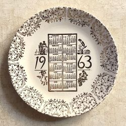 Vintage 1963 Decorative Calendar Plate