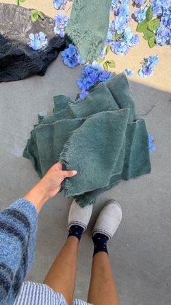 ✨ Hand-Dyed Sage Green Burlap Table Runners – Wedding/Event Decor