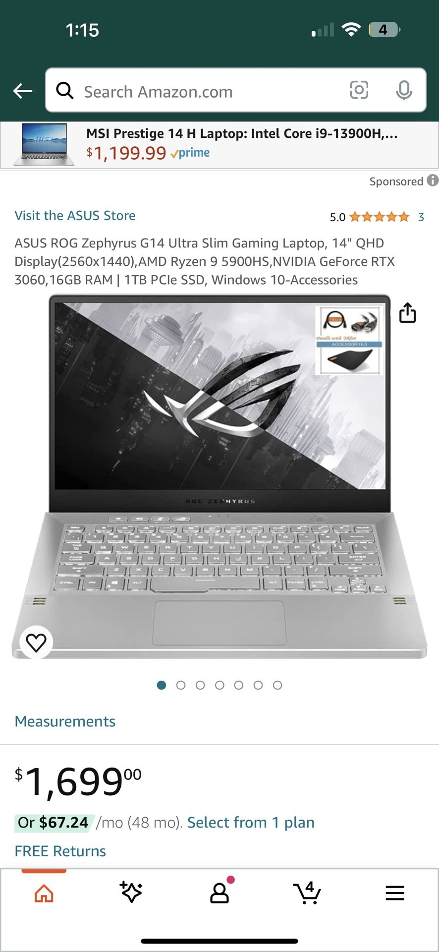 Asus Rog Zephryus G14 Ryzen 9 5900hs 3060 1tb 16gb Ram Gaming Laptop 