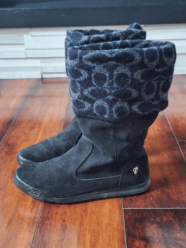 COACH Tatum Suede Boots - Womens Size 5.5 M - Black EUC