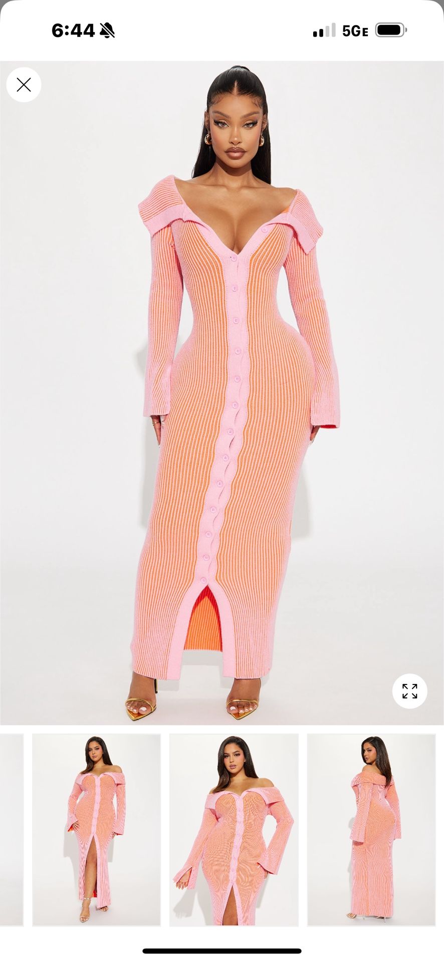 pink/orange sweater maxi dress