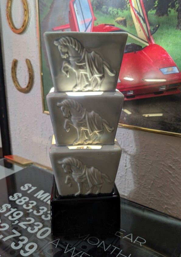 Rare Ceramic Horse Power TV Lamp - Sculptural Light With Feng Shui Presence