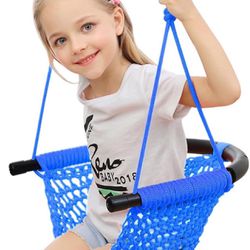 Hand-Knitting Toddler Swing, Swing Seat for Kids with Adjustable Ropes, Little tikes Swing Set, for Outdoor Indoor, Playground, Backyard (Orange，blue，