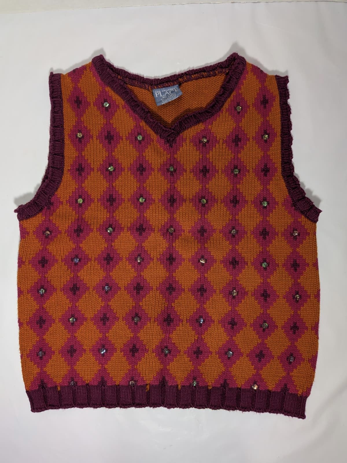 The Children's Place orange and magenta sweater vest, size 7
