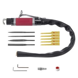 Air Reciprocating File Body Saw, 8000 spm Low Vibration Multifunction Pneumatic Cutting Tool and Abrasive Tool with 4 Files and 5 Saw Blades (Stroke L