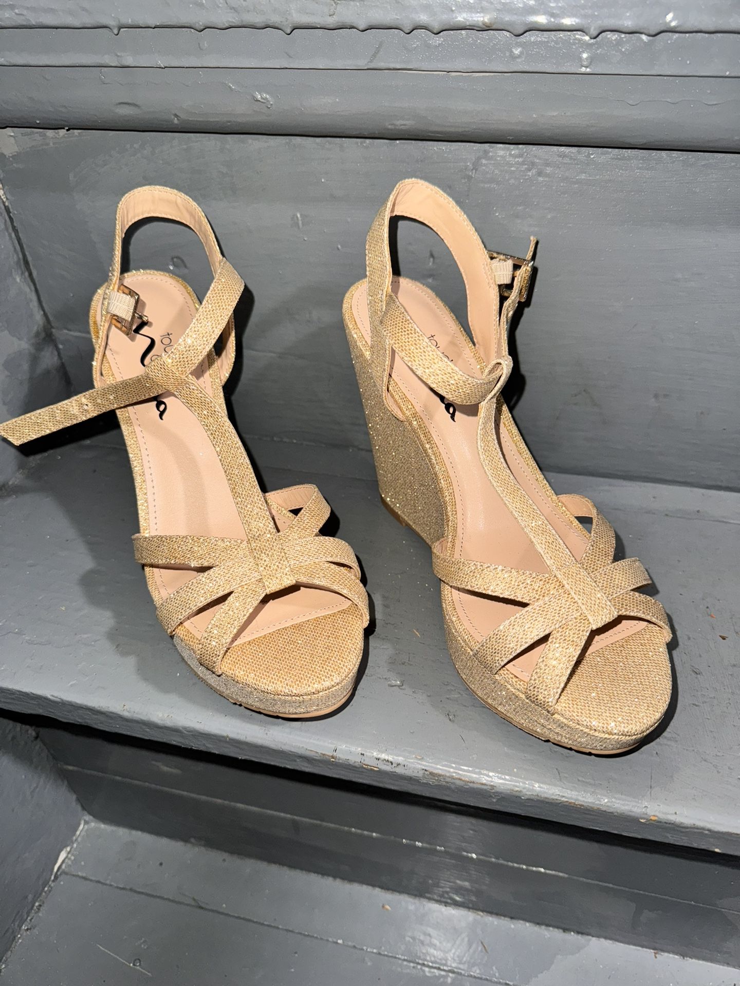 Gold Wedge Heels 6.5