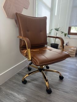 Brown Office Chair with Gold Base