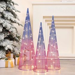 Multi-Color lighted trees, set of 3 ，HD2073