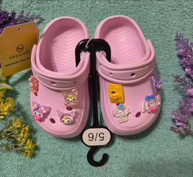 Sandal for toddler girl sanrio kuromi, my melody and friends charms size 5T