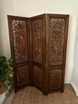 Vintage Carved Wood Divider