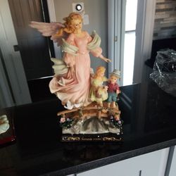 15" Cherub Angel Leonardo Collection With Kids On A Bridge With Flower Resin Statue Figure