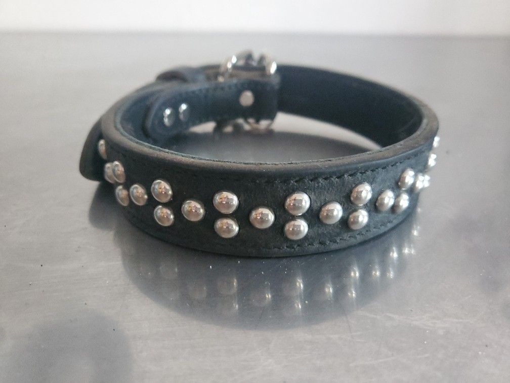Leather Large Dog Studded Collar 21"
