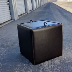 Crate Leather Ottoman With Tray Top